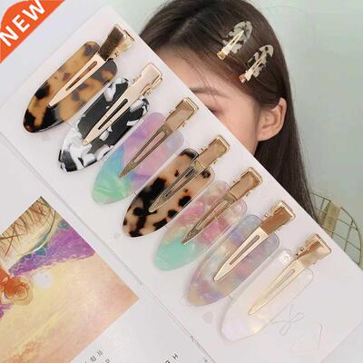 4/2Pcs Leopard Acetate Hair Clips Bangs Seamless Clip Makeup