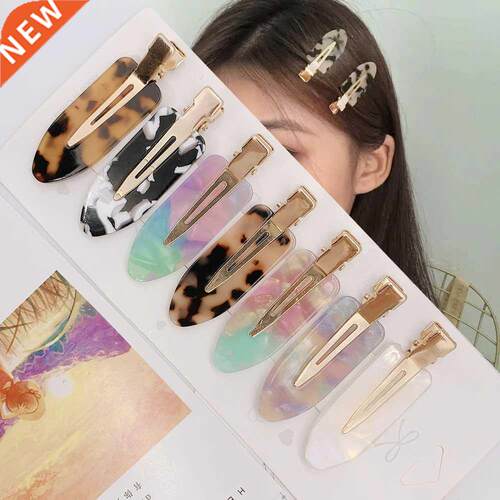 4/2Pcs Leopard Acetate Hair Clips Bangs Seamless Clip Makeup