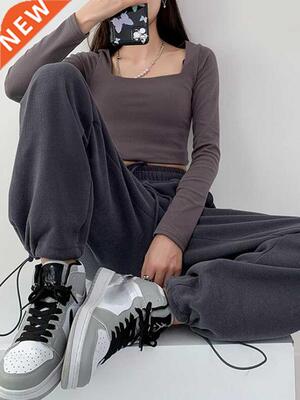 2022 Sprng Plus Sze Gray Baggy Sweatpants Women Autumn Loo