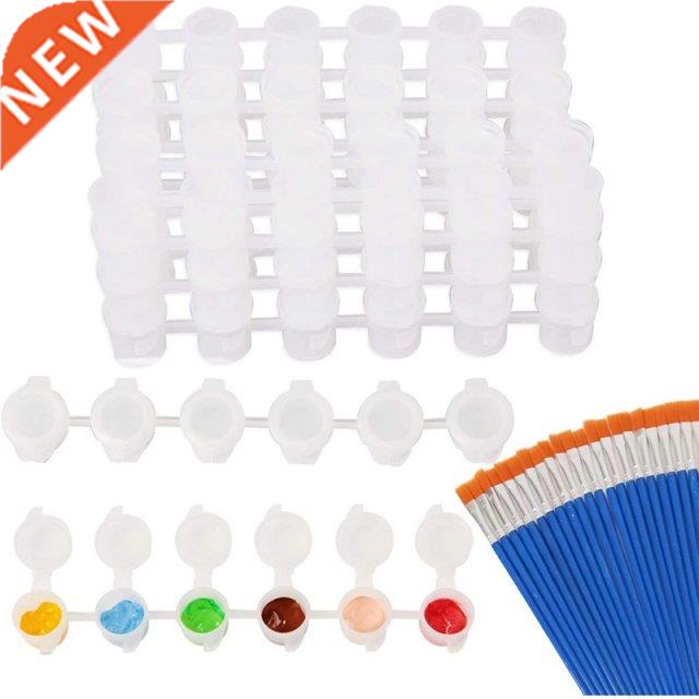 24 Strips 144 Pots Empty Paint Strips Paint Cup 3 Ml/ 0.1 Oz