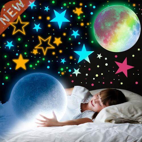 self-adhensive Luminous Moon and Stars Wall Stickers PVC Hom