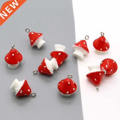 10pcs 3D Cute Mushroom Food Earring Resin Charms DIY Decorat