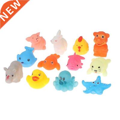 12pcs Baby Bath Toys Rubber Animal Kids Bathroom Water Play