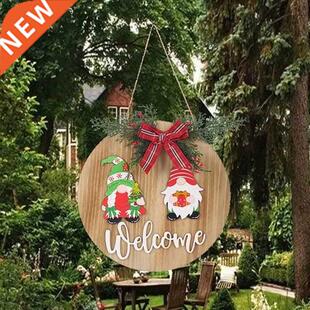 Door Welcome Hanging Ornament Gnome Home Sign Hello Decor Si
