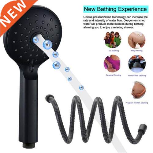 Metal Bathroom Hand Held Black Shower Head wth Long Hose H