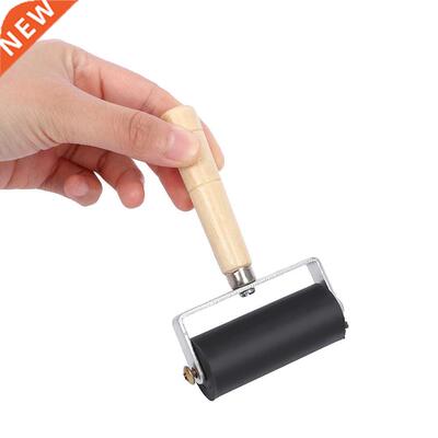 Practical 6cm Professional Wood Handle Rubber Roller Art Ink