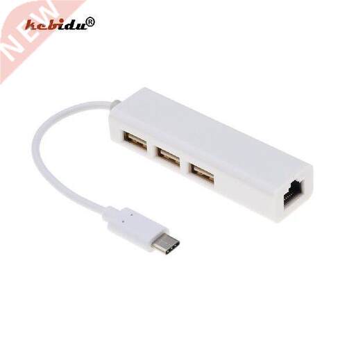 kebidu USB C to Ethernet Adapter with Type C USB 3.1 HUB 3