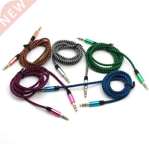 1m Nylon Aux Cable 3.5mm Male to Male Jack Auto Car Audio Ca