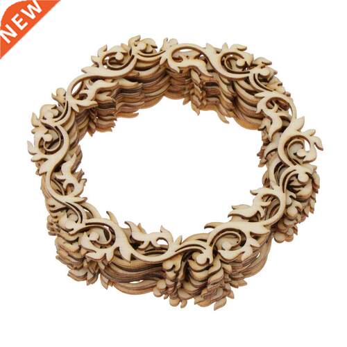 12pcs Unpanted Flower Wreath Wooden Cutout Hangng Gft