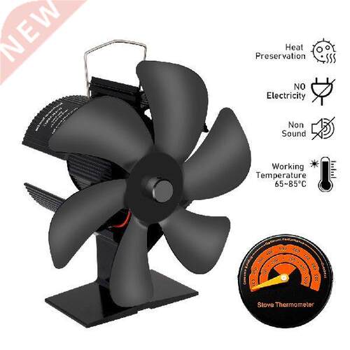 6 Pages Fireplace Fan Black Thermal Power No Battery Or