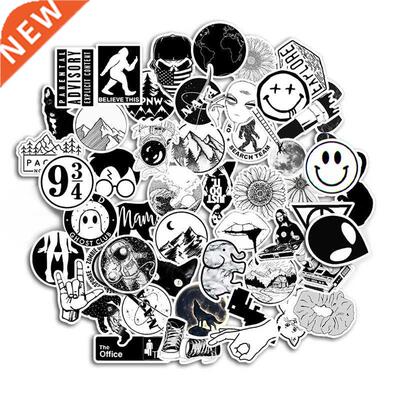 50PCS Blck nd White Cool DIY Computer Stickers wterproof