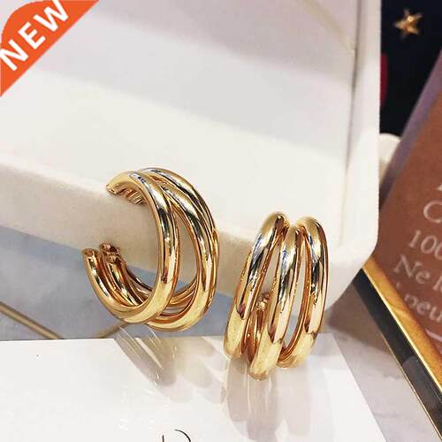 Fashion Korean Metal Elegant Hoop Earring Woman New Vintage
