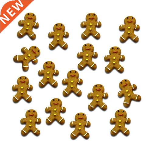 20Pcs Resin Decoration Crafts Gingerbread Snowman Beads Flat