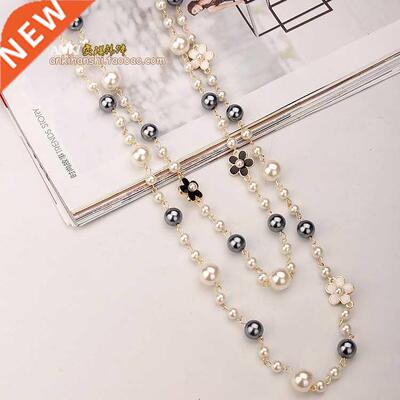 Necklace women's long Korean fashion multi-layer pearl chain