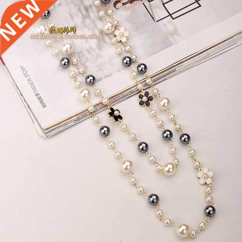 Necklace women's long Korean fashion multi-layer pearl chain