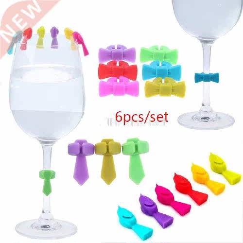 6PCS Cute Bowknot Birds Design Drink Charms Label Mark