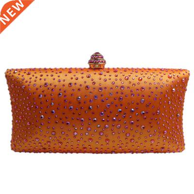 Hot Orange Crystal Clutch Evening Clutch Bags for Womens Par