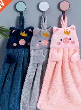 1Pc 4 Colors Soft Korean Style Hand Towel Cartoon Pig Embroi