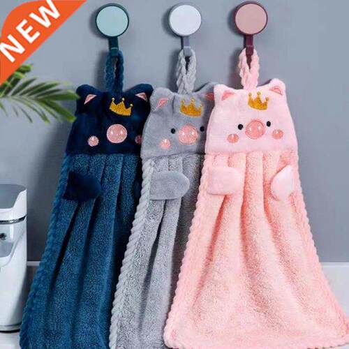1Pc 4 Colors Soft Korean Style Hand Towel Cartoon Pig Embroi
