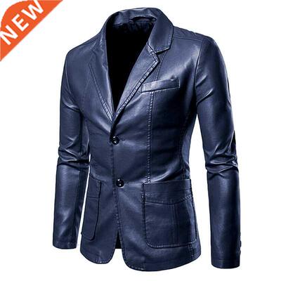 2022 Spring Autumn Fashion New Men's Casual Lapel Leather Dr