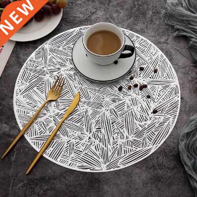 Household Hollow Bamboo Leaves Round Shape Table Mat Nordic