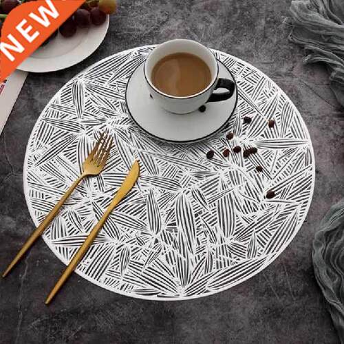 Household Hollow Bamboo Leaves Round Shape Table Mat Nordic