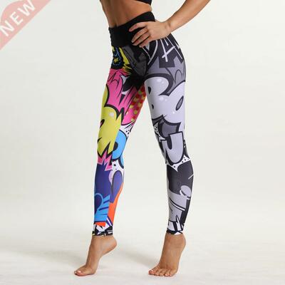 SVOKOR Cartoon Painted Leggings Women Grfiti Push Up Fitne