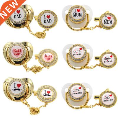 Bling Pacifier with Chain Clip Newborn Boy Girl BPA Free Dum