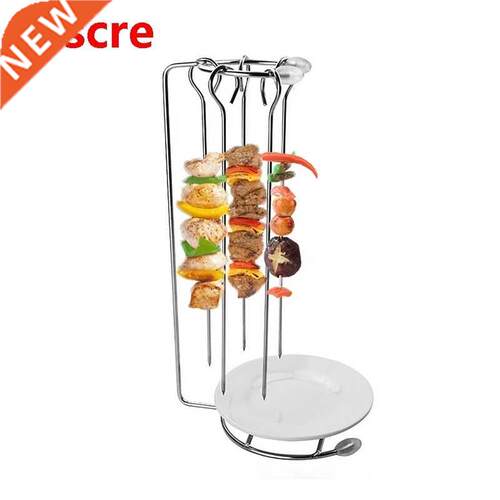 Portable Stainless Steel BBQ Skewers Needle Rack Grill Holde