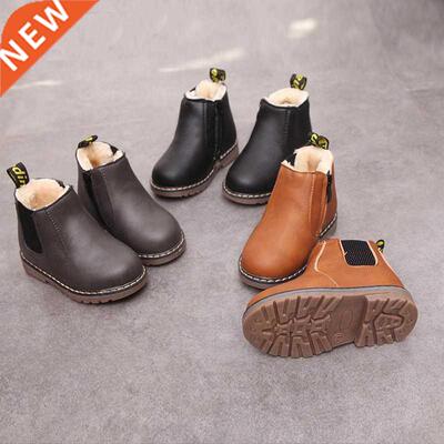2021 New Winter Children Shoes PU Leather Waterproof Martin