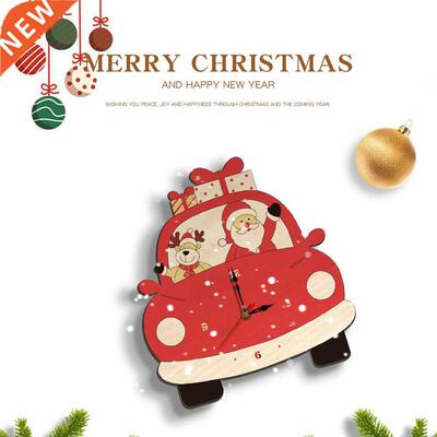 Christmas Day Wooden Clock Wall Clock Santa Claus Deer Home