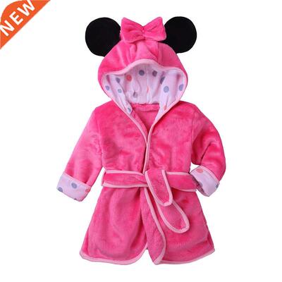 Cartoon Bathrobe For Children Flannel Long Sleeve Hooded Kid