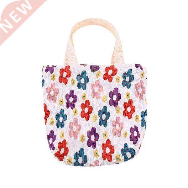 womens fresh printed wrinkled fabric bento handbag