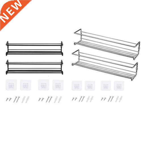 Wall Mounted Spice Bottle Storage Rack Set Punch Free Metal