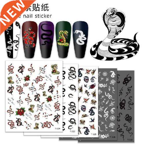 Winter Nail Stickers Snake Animal Design Black Snake Tattoo