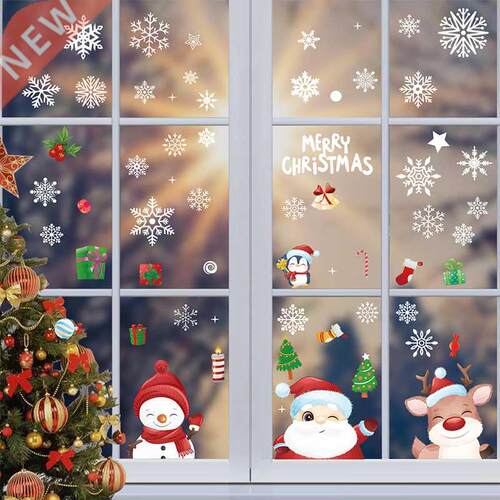 8pcs/set Christmas Window Stickers Decorations Home Glass El