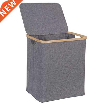 Laundry Basket with Lid, Large Bamboo Dirty Clothes Hamper w