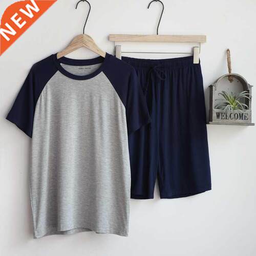 Modal summer pajamas for men thin section loose short sleeve