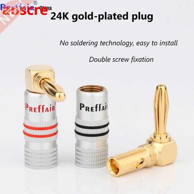 Preffair BA1467 8PCS 24K Gold 90 Degree Right Angle Speaker