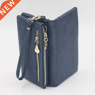 Fashion Women Wallets Dull Polish Leather Wallet Double Zipp