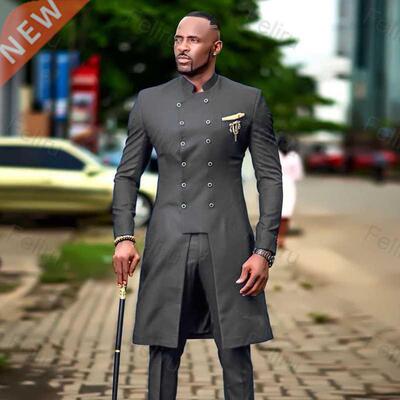 2022 Classic Dark Grey Men's Suit Slim Fit Wedding Suits For