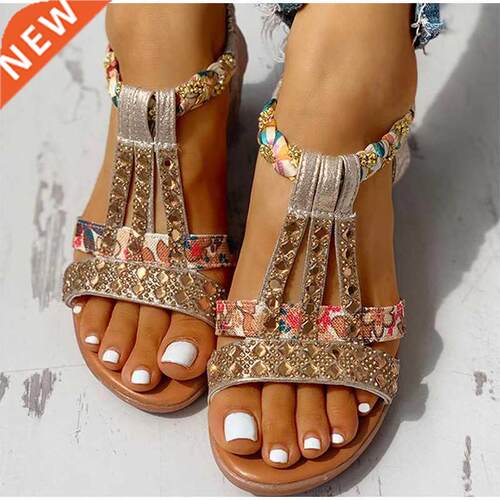 Women's Sandals Summer Bohemia Platform Wedges Shoes Crystal