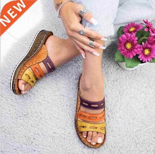 Women Sandals Summer Wedge Slip On Shoes Female Thick Botto
