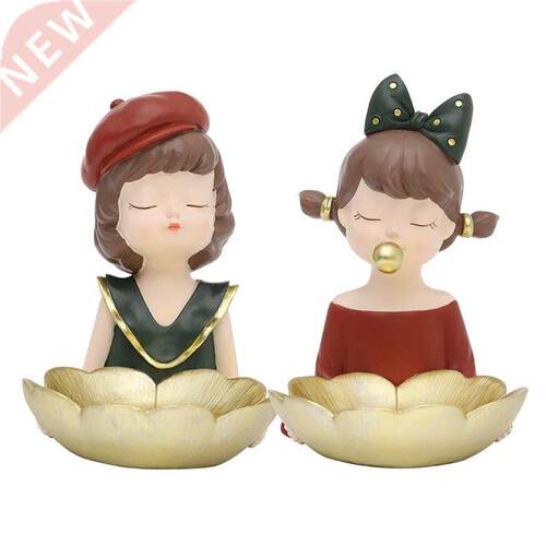 Girl Figurine Storage Tray Tools Plate Ornent for Cainet