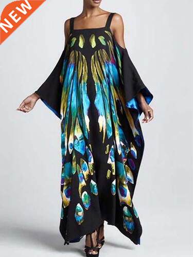 New Beach Maxi Dress Print Robe Plage Beach ver Up Over Size