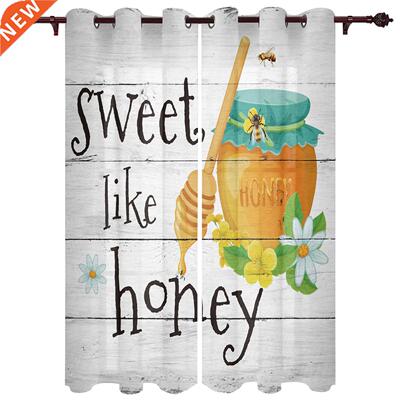 Bee Honey Flower Jar Window Curtains for Living Room