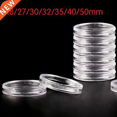 10Pcs/Box Coin Box Clear 18-40mm Round Boxed Holder Plastic