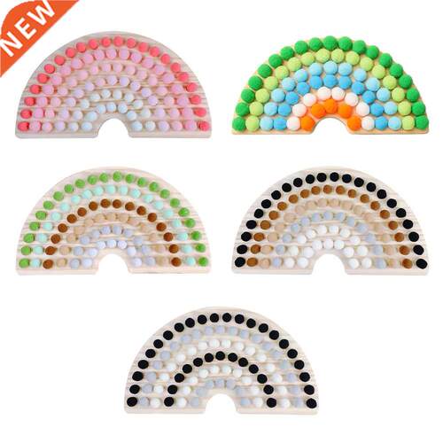 Rainbow Board Wood Balls Tray Toys Baby Montessori