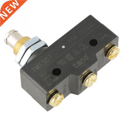 250V 15A Black TM107 Panel Mount Plunger Actuator Momentary