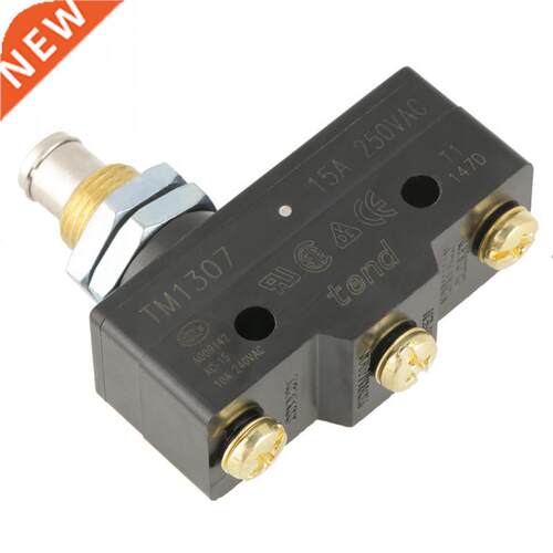 250V 15A Black TM107 Panel Mount Plunger Actuator Momentary